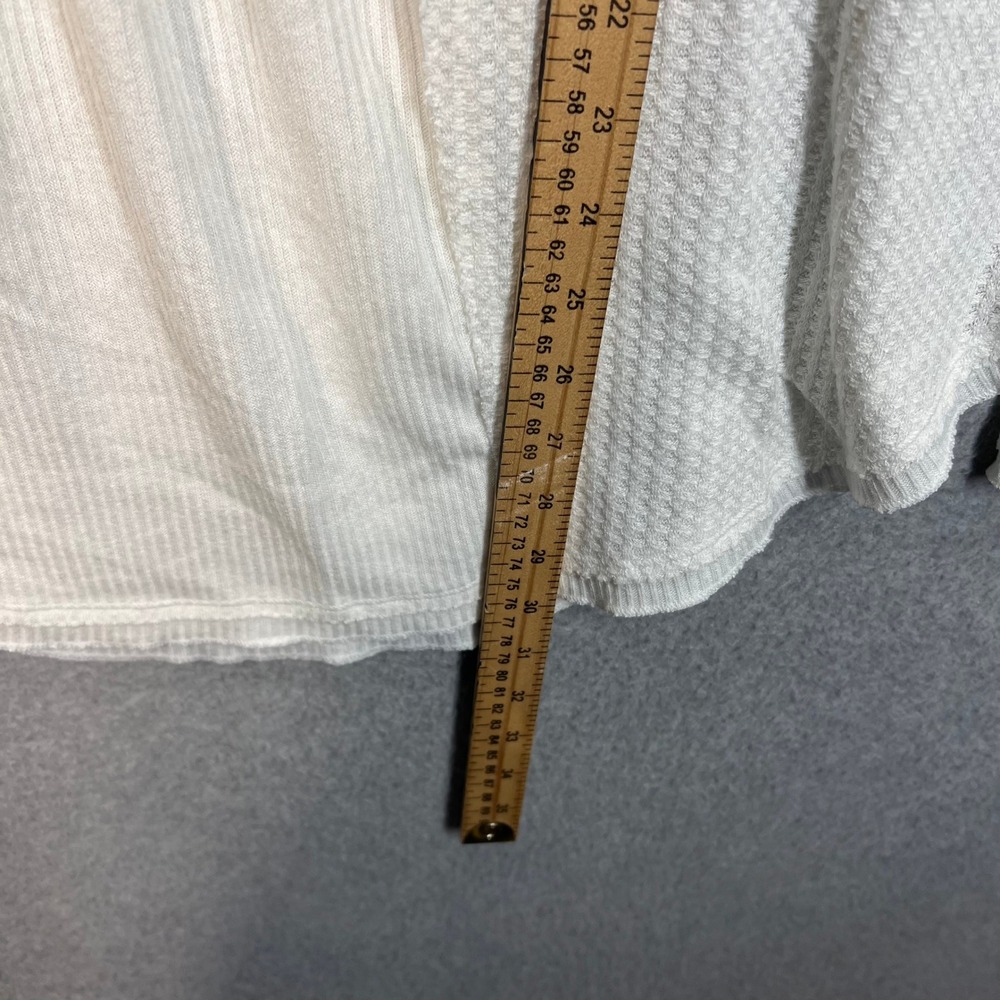 Free People White Mixed Knit Henley Thermal Long Sleeve Top OB828271 Size M - Picture 7 of 8